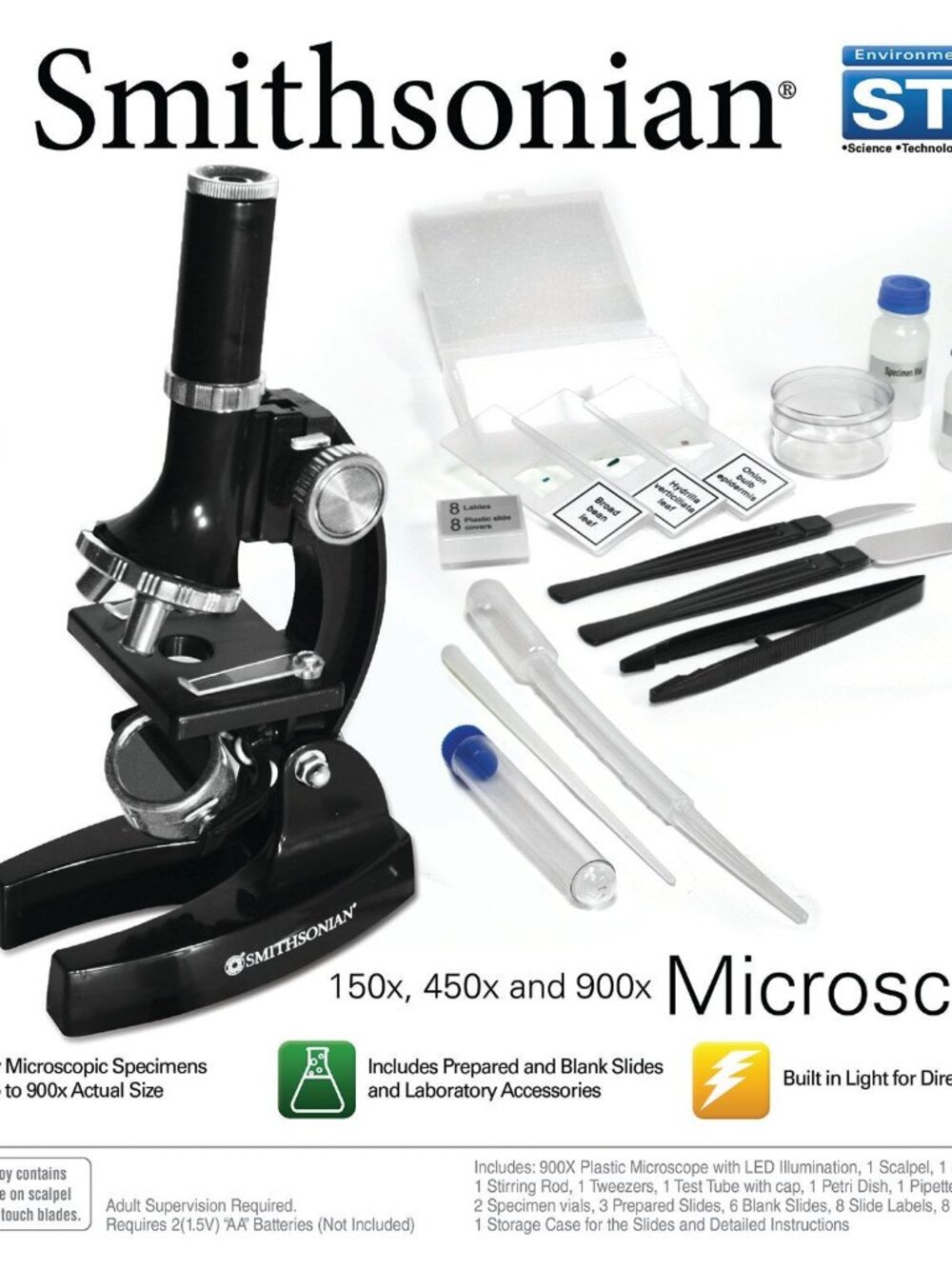 Smithsonian Microscope Kit 150x 450x 900x STEM